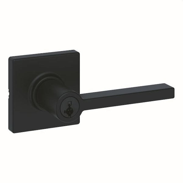 Casey Lever with Square Rose Entry Door Lock SmartKey with 6AL Latch, RCS Strike Matte Black Finish
